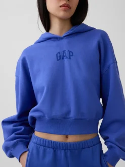 VintageSoft Oversized Crop Logo Hoodie