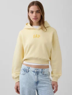 VintageSoft Oversized Crop Logo Hoodie