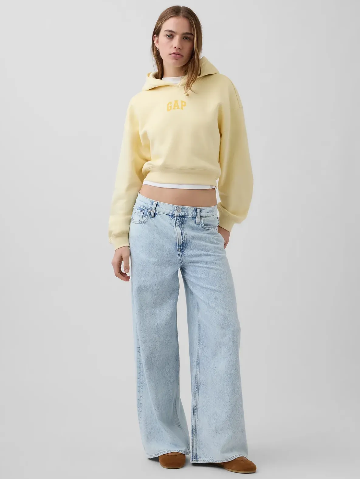 VintageSoft Oversized Crop Logo Hoodie