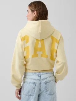 VintageSoft Oversized Crop Logo Hoodie