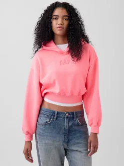 VintageSoft Oversized Crop Logo Hoodie
