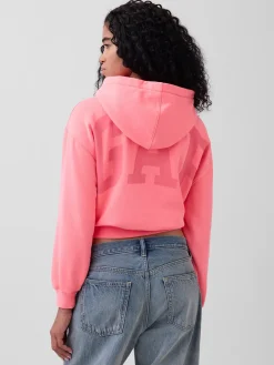 VintageSoft Oversized Crop Logo Hoodie