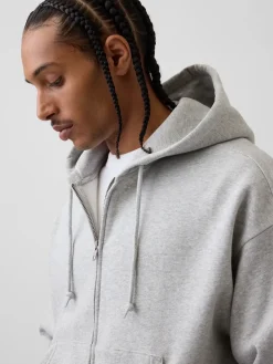 VintageSoft Oversized Crop Zip Hoodie