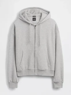 VintageSoft Oversized Crop Zip Hoodie