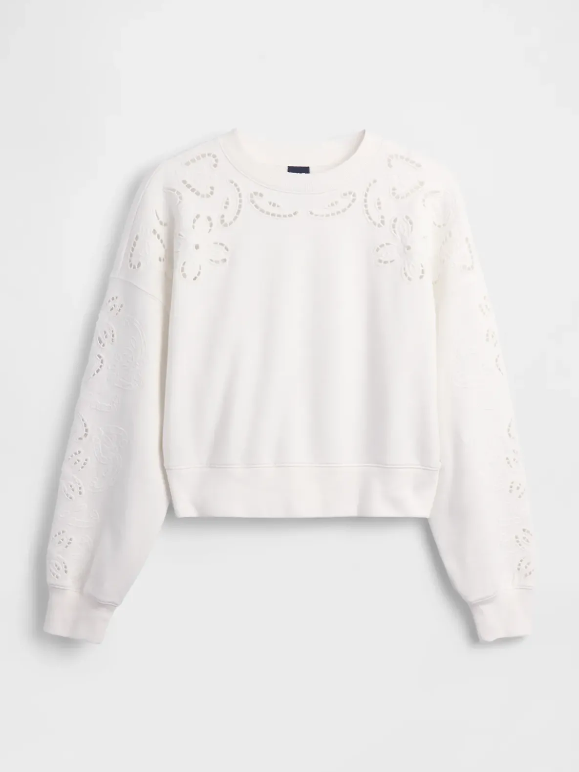 VintageSoft Oversized Eyelet Crop Sweatshirt