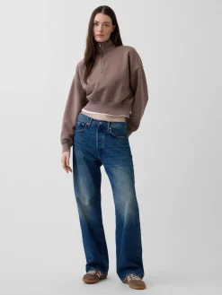 VintageSoft Oversized Half-Zip Wedge Pullover