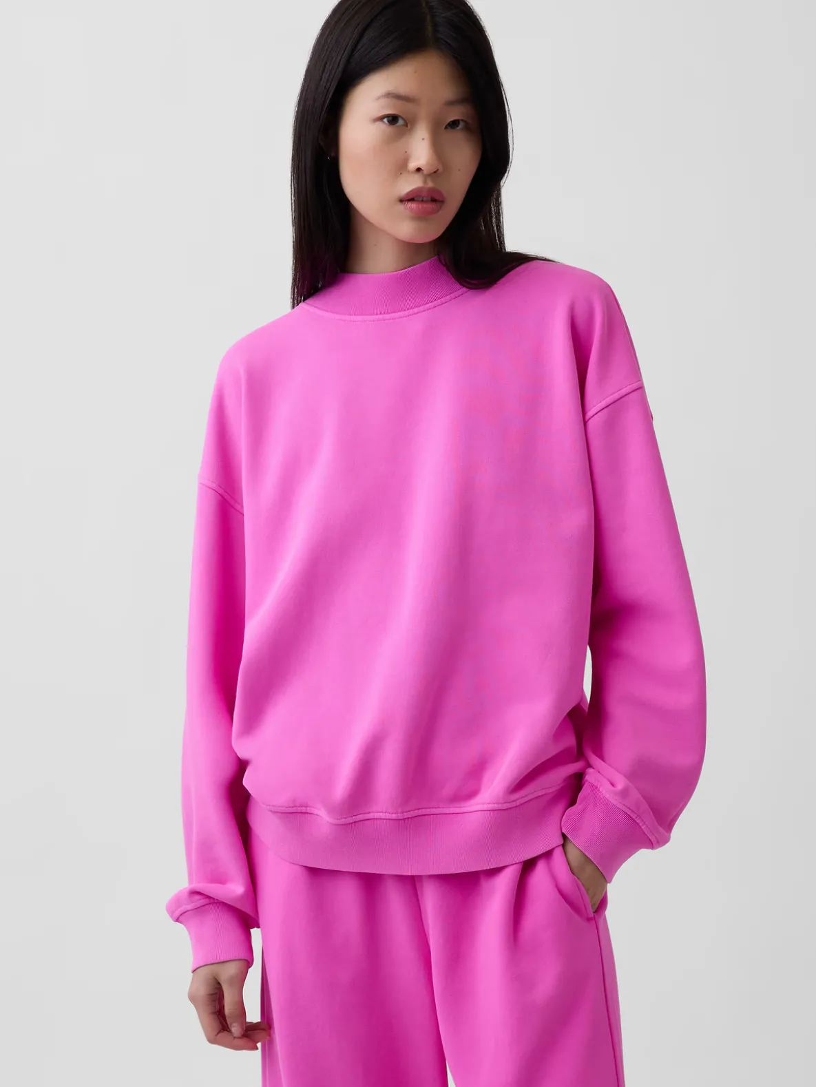 VintageSoft Oversized Mockneck Tunic Sweatshirt