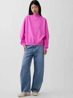 VintageSoft Oversized Mockneck Tunic Sweatshirt