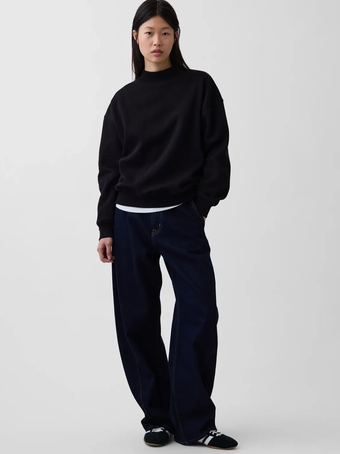 VintageSoft Oversized Mockneck Tunic Sweatshirt