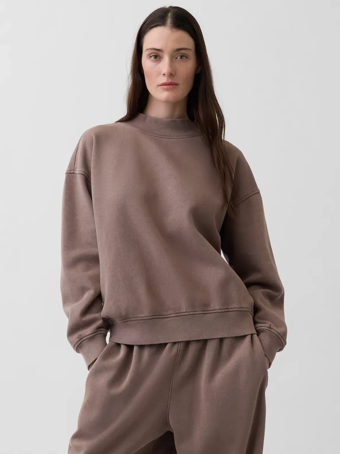 VintageSoft Oversized Mockneck Tunic Sweatshirt