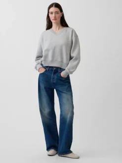 VintageSoft Oversized V-Neck Sweatshirt