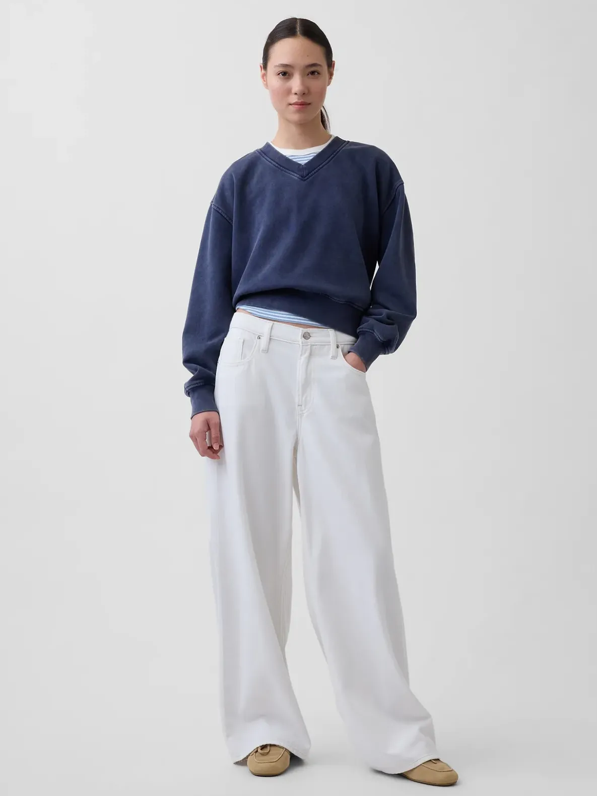 VintageSoft Oversized V-Neck Sweatshirt