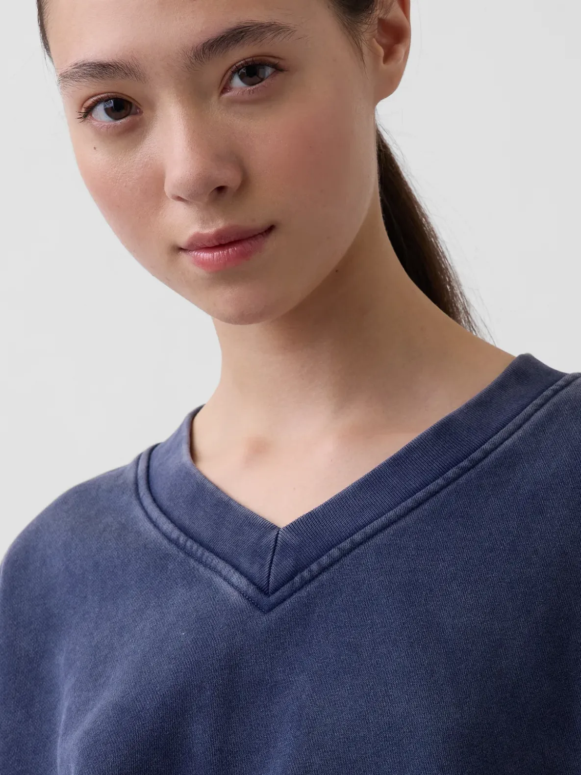VintageSoft Oversized V-Neck Sweatshirt