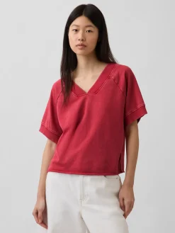 VintageSoft Terry Oversized V-Neck Sweatshirt