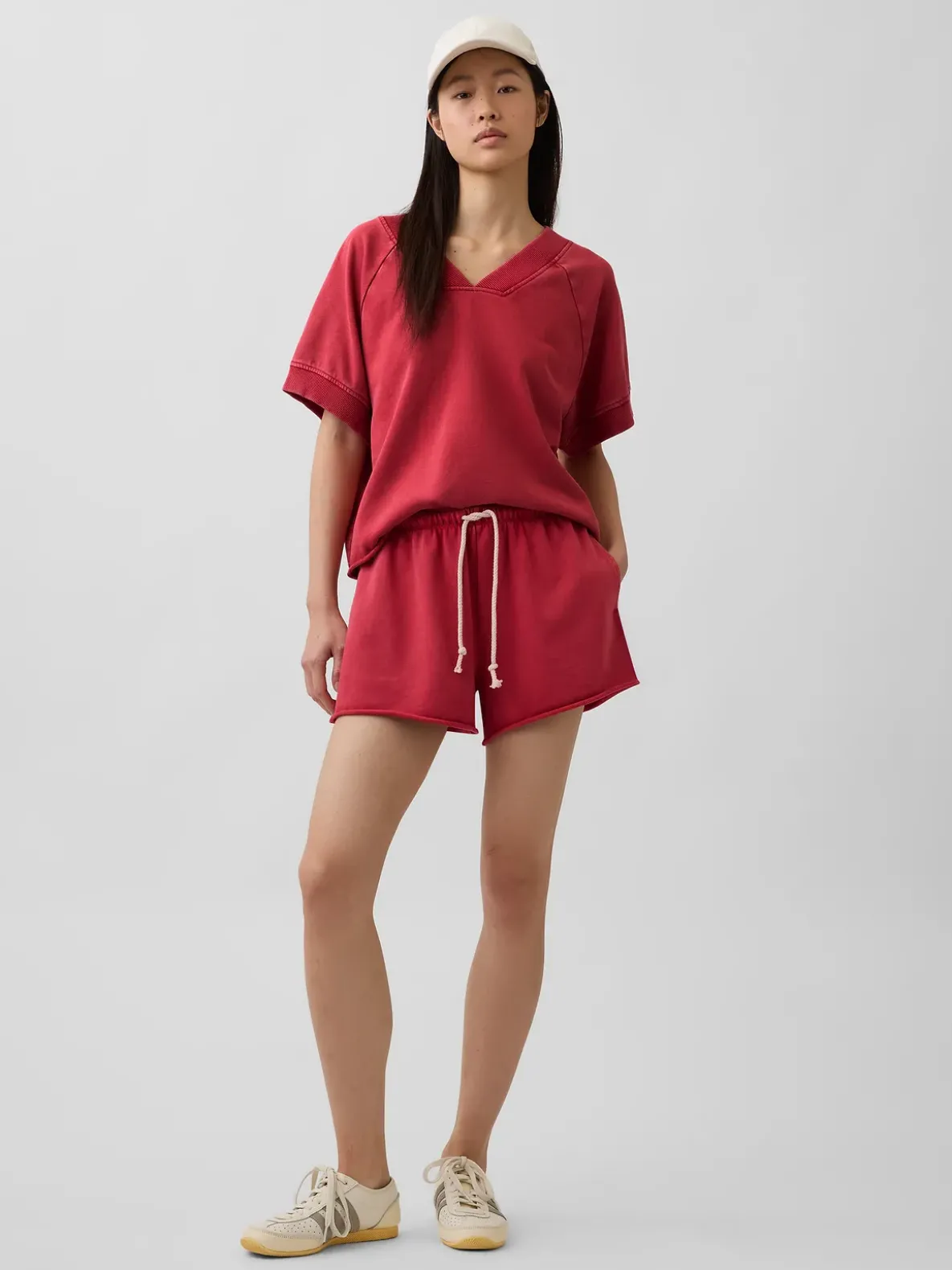 VintageSoft Terry Oversized V-Neck Sweatshirt