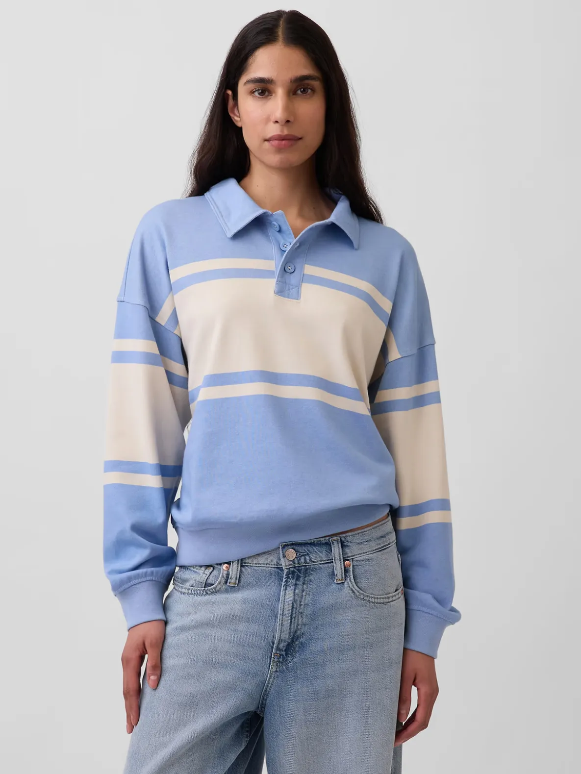 VintageSoft Terry Oversized Polo Sweatshirt