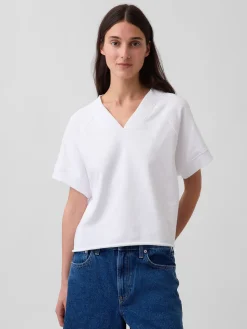 VintageSoft Terry Oversized V-Neck Sweatshirt