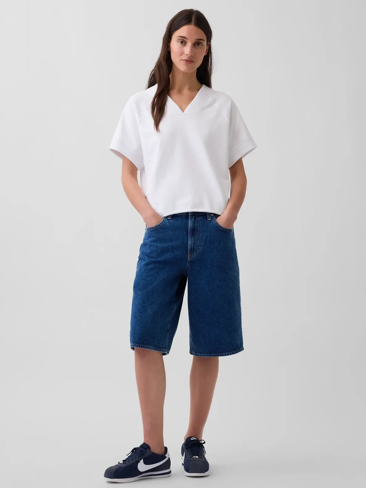 VintageSoft Terry Oversized V-Neck Sweatshirt