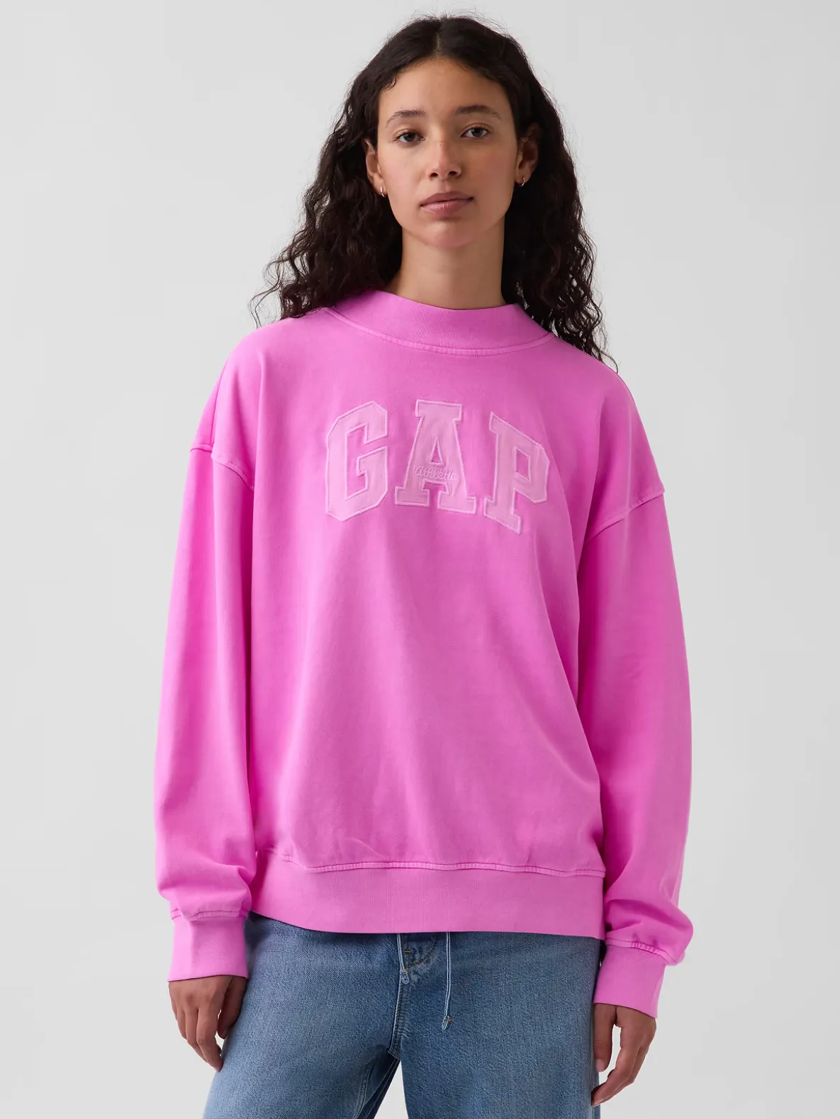 VintageSoft Terry Oversized Mockneck Logo Sweatshirt
