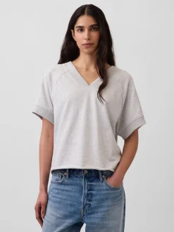 VintageSoft Terry Oversized V-Neck Sweatshirt
