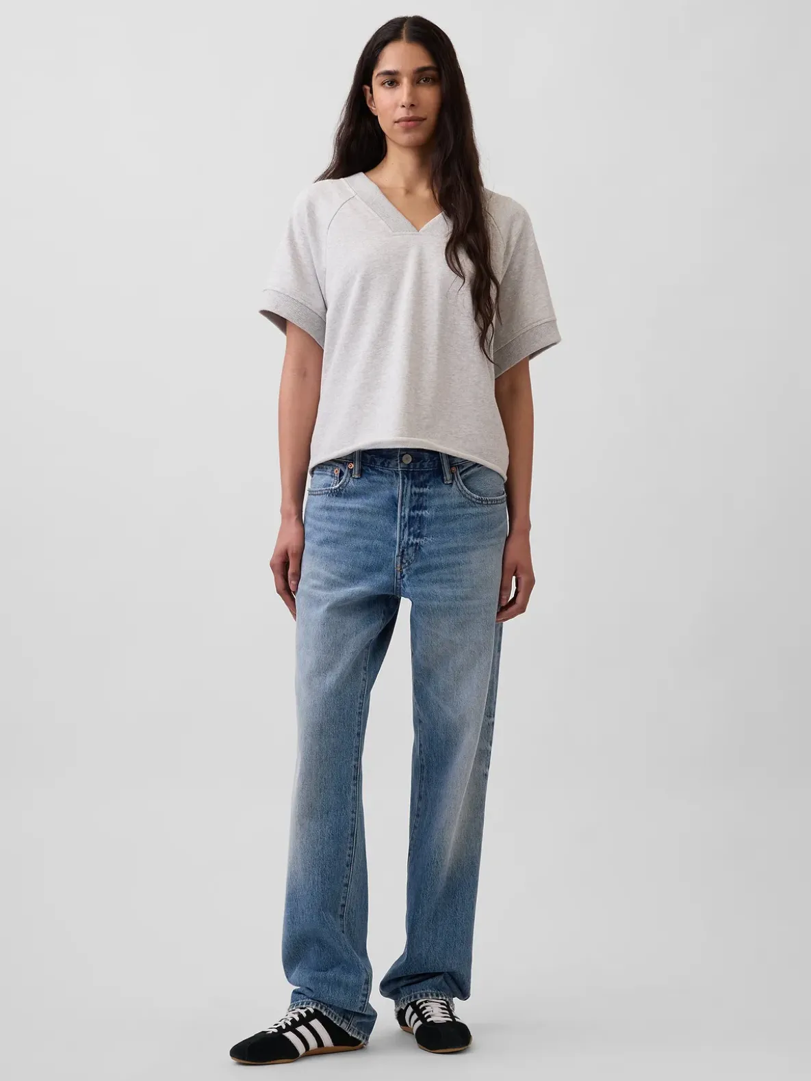 VintageSoft Terry Oversized V-Neck Sweatshirt