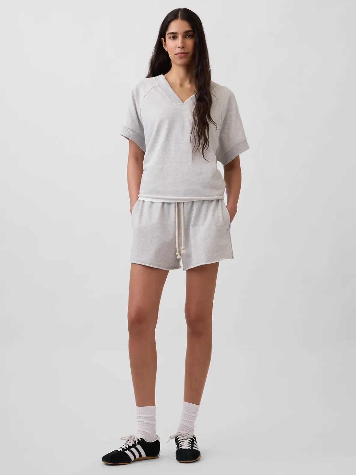 VintageSoft Terry Oversized V-Neck Sweatshirt