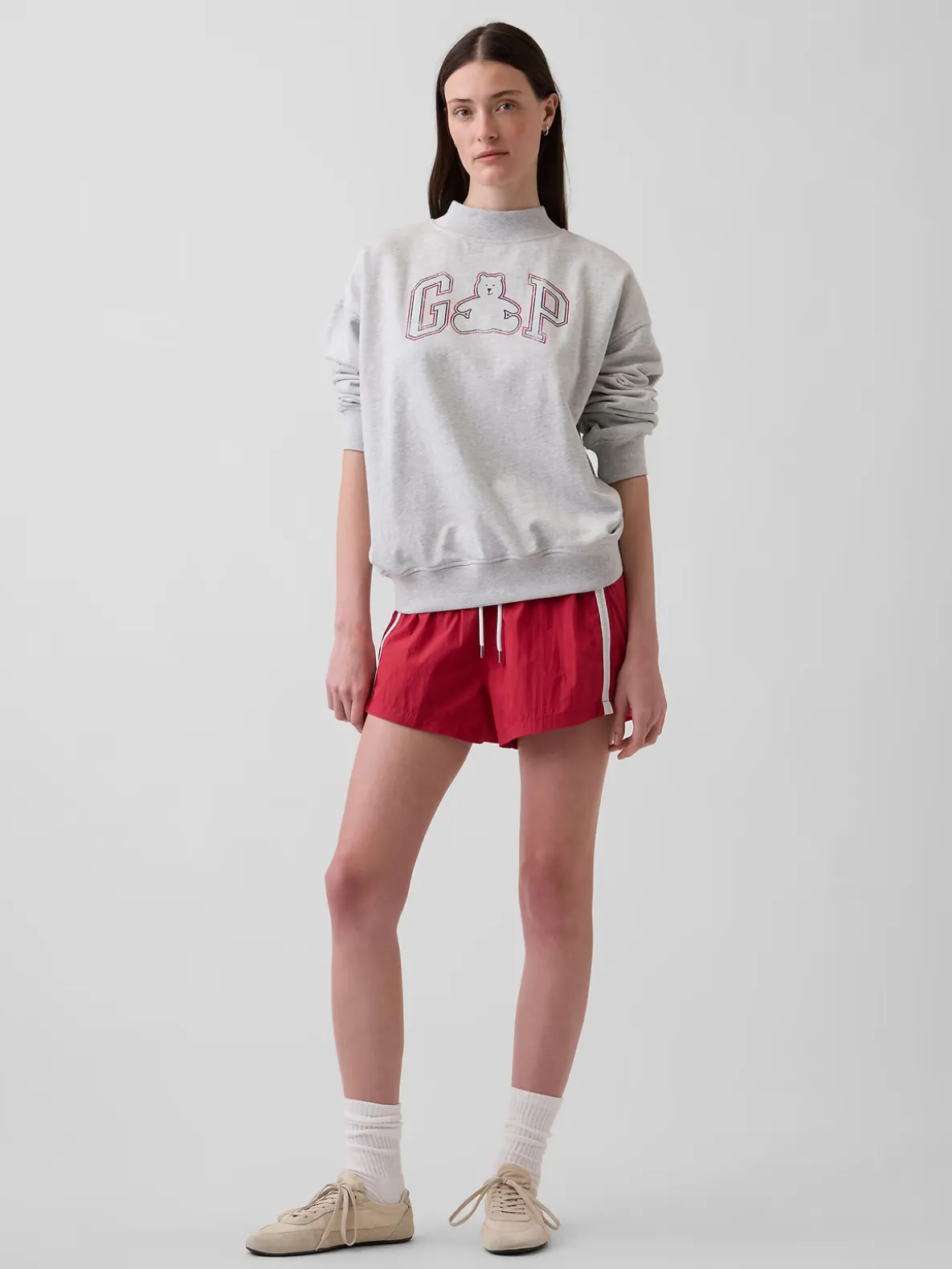 VintageSoft Terry Oversized Mockneck Logo Sweatshirt