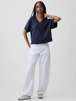 VintageSoft Terry Oversized V-Neck Sweatshirt