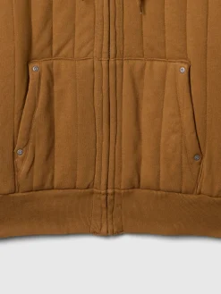 Waffle-Lined Quilted Zip Hoodie