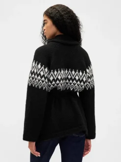 Wool-Blend Fair Isle Shawl Cardigan