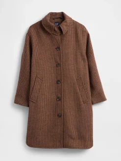 Wool-Blend Oversized Houndstooth Car Coat