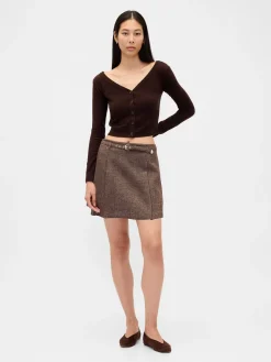 Wool-Blend Pleated Mini Skort