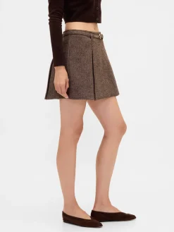 Wool-Blend Pleated Mini Skort