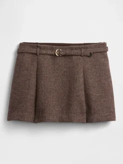 Wool-Blend Pleated Mini Skort