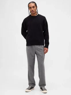 Wool-Blend Relaxed Straight Trousers