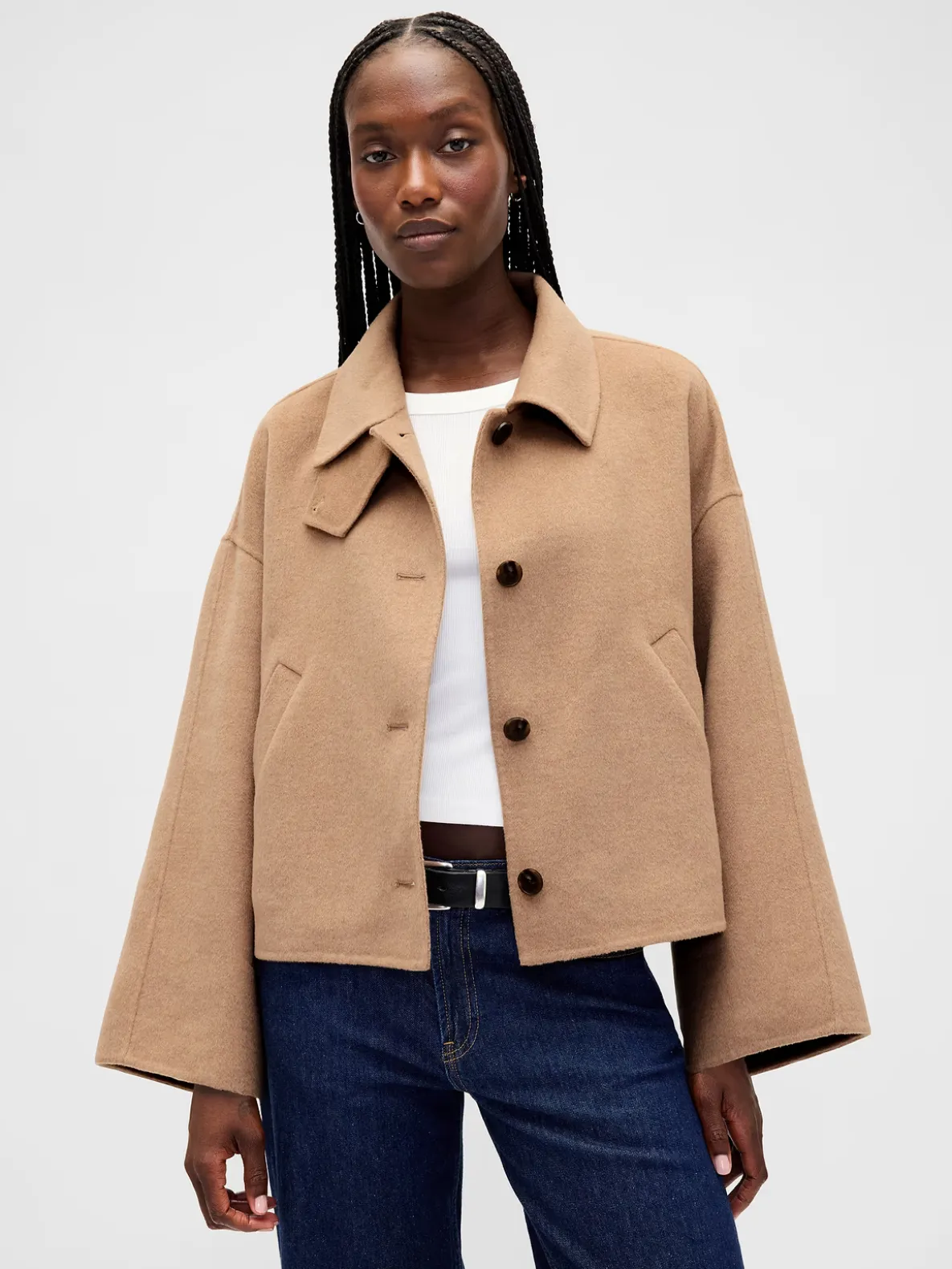 Wool-Blend Swing Jacket