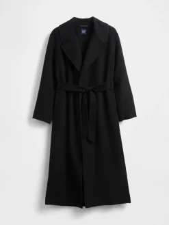 Wool-Blend Wrap Coat