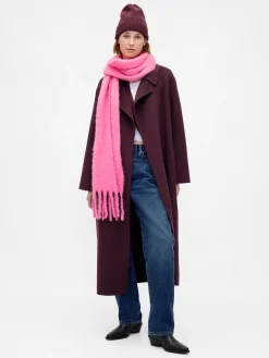 Wool-Blend Wrap Coat