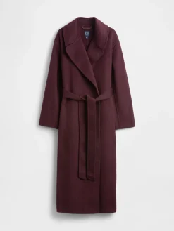Wool-Blend Wrap Coat