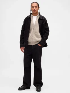 Wool-Blend Zip Cardigan Sweater